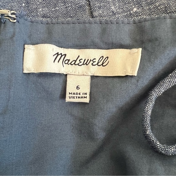 MADEWELL Chambray Tie Front Babydoll Mini Dress Blue Size 6 - Picture 10 of 14